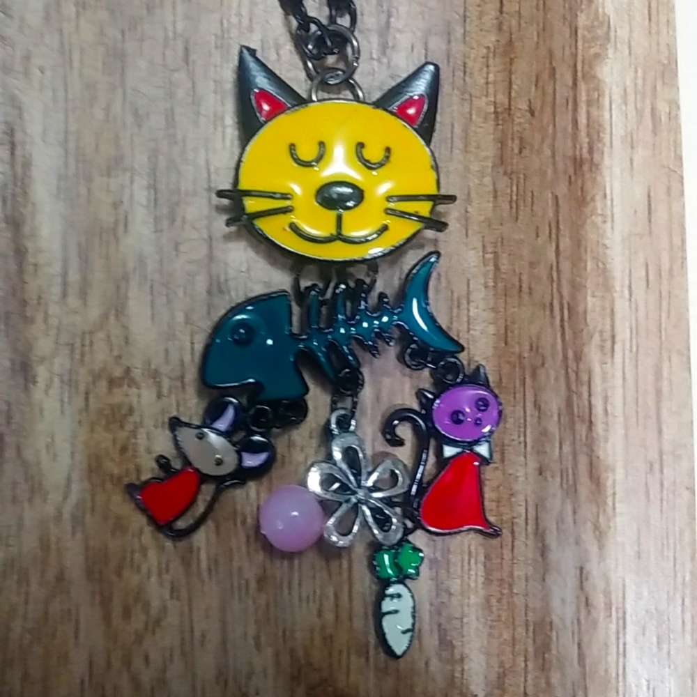 🐈‍⬛ Cute Cat Charm Necklace Multicolour